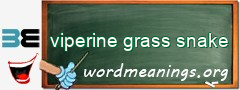 WordMeaning blackboard for viperine grass snake